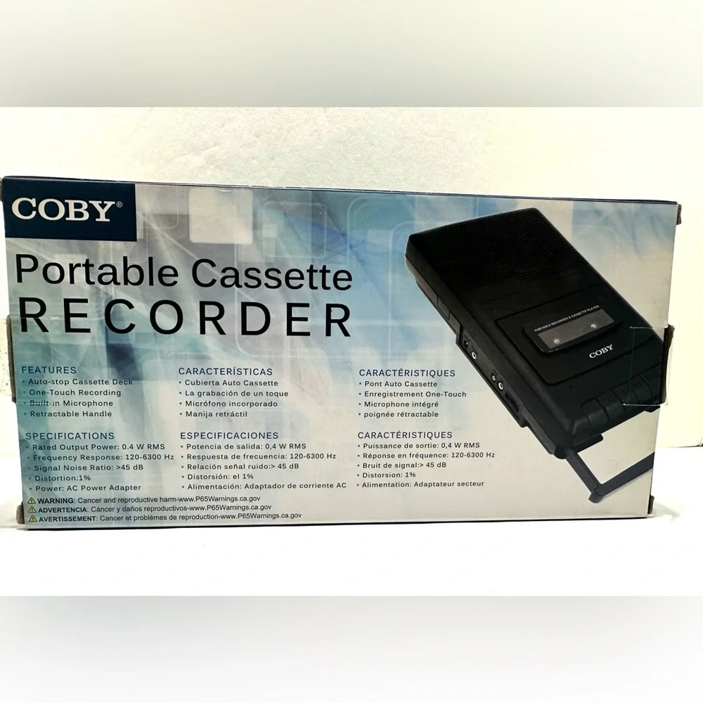 Coby Portable Cassette Recorder with Retractable Handle NEW in Box - Picture 3 of 7